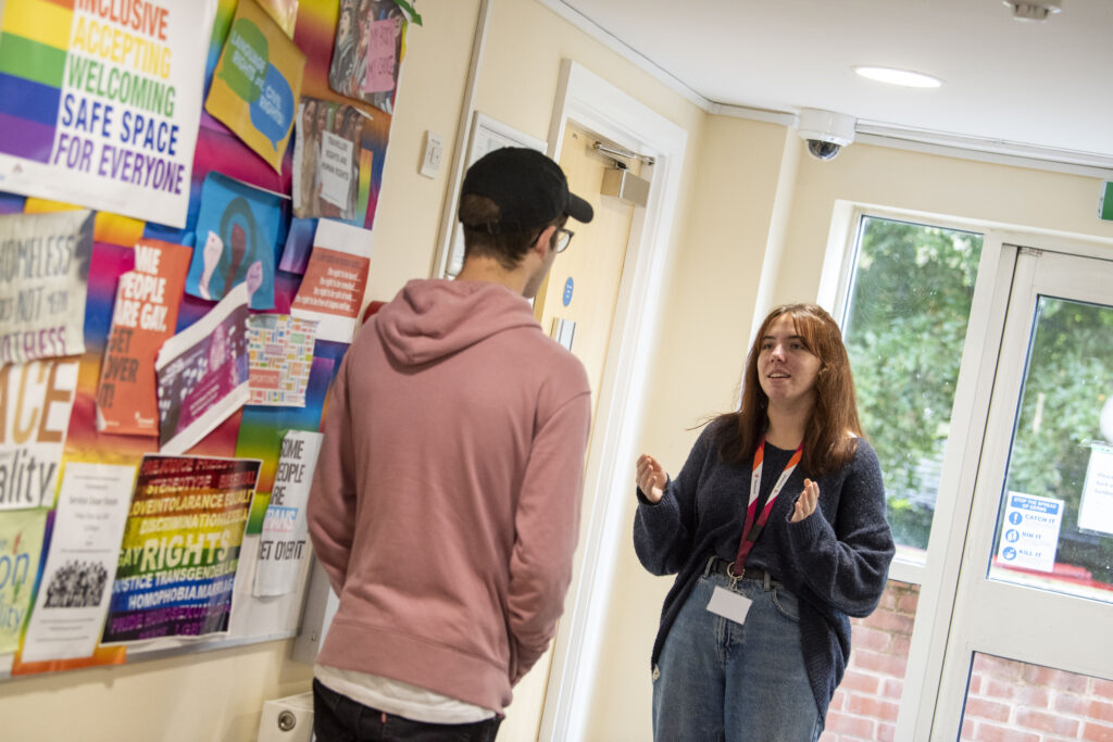 Picture of service user being supported in a hostel